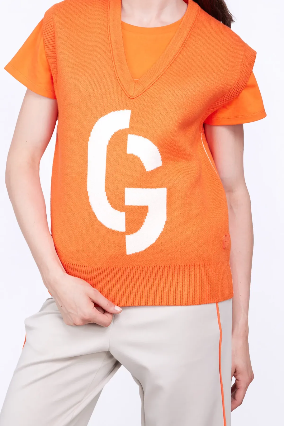 Pulls & Cardigans*Gertrude Pull En Maille Col V Sans Manches Alba Orange