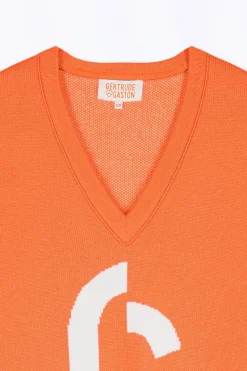 Pulls & Cardigans*Gertrude Pull En Maille Col V Sans Manches Alba Orange