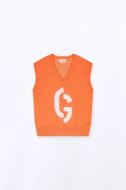 Pulls & Cardigans*Gertrude Pull En Maille Col V Sans Manches Alba Orange