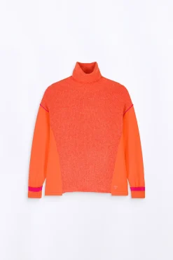 Pulls & Cardigans*Gertrude Pull Long Asymetrique Bi-Matiere Isadora Orange