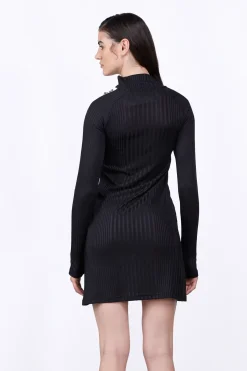 Robes & Jupes*Gertrude Robe Courte A Bandes Contrastees Minou Black
