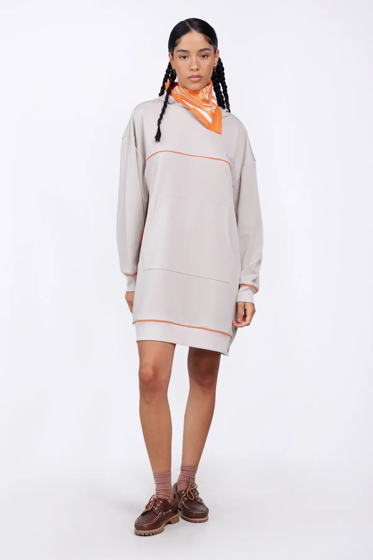 Robes & Jupes*Gertrude Robe-Sweat A Capuche Coupe Ample Gloria Ciment