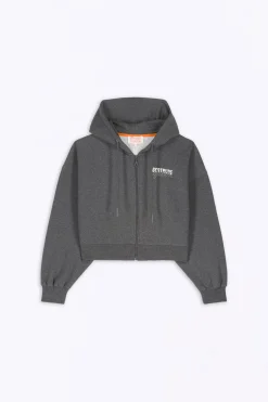 Sweatshirts & Hoodies*Gertrude Sweat A Capuche Cropped Amina Charcoal Chine