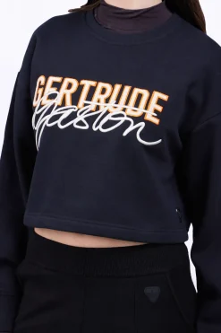 Sweatshirts & Hoodies*Gertrude Sweat Col Rond Cropped Brode Maggy Black