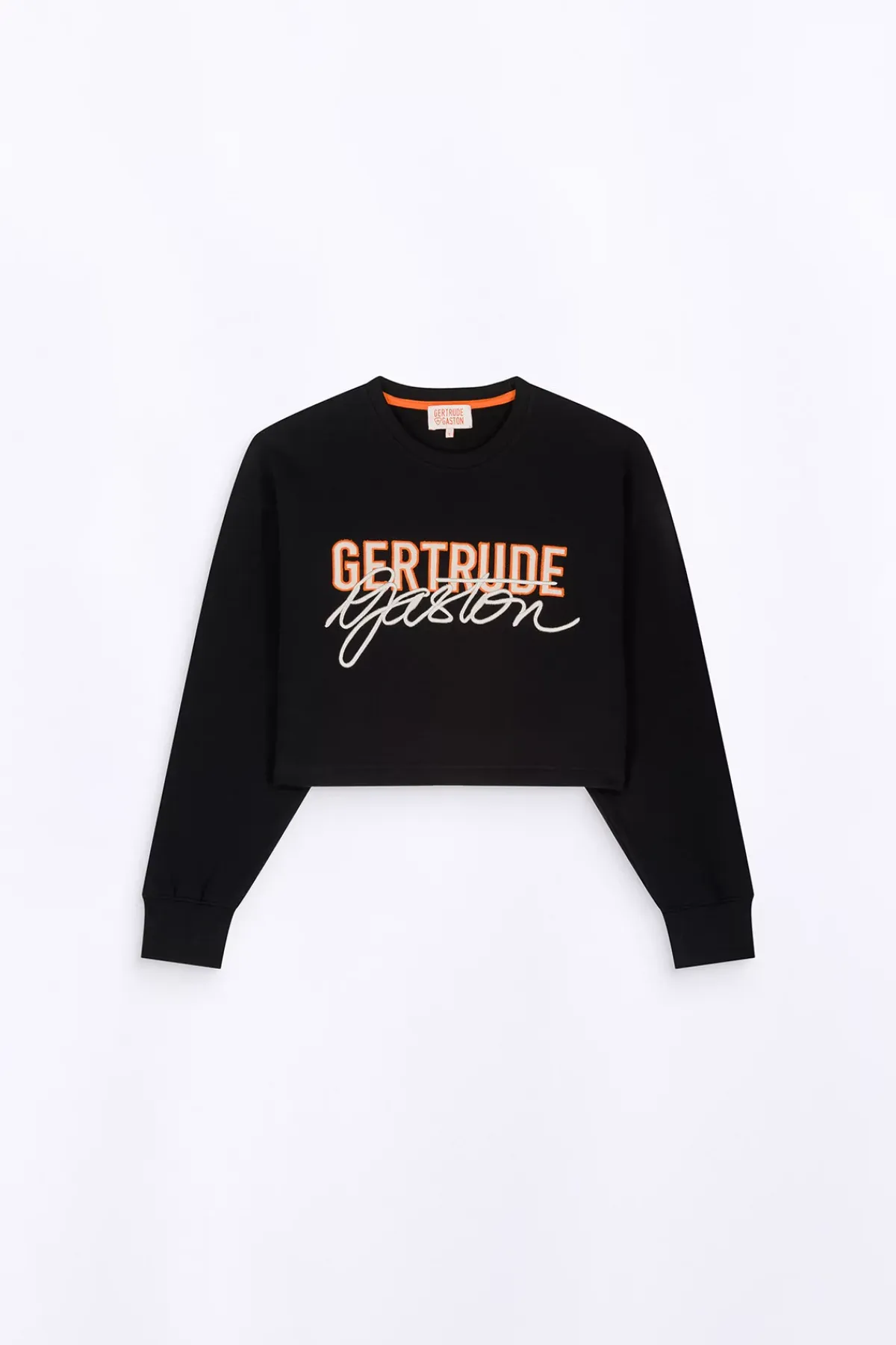 Sweatshirts & Hoodies*Gertrude Sweat Col Rond Cropped Brode Maggy Black