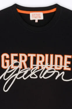 Sweatshirts & Hoodies*Gertrude Sweat Col Rond Cropped Brode Maggy Black
