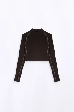 T-Shirts*Gertrude T-Shirt Col Montant Cropped Celine Black