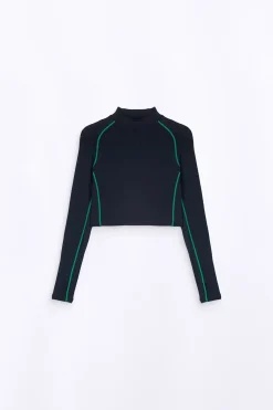 T-Shirts*Gertrude T-Shirt Col Montant Cropped Celine Night
