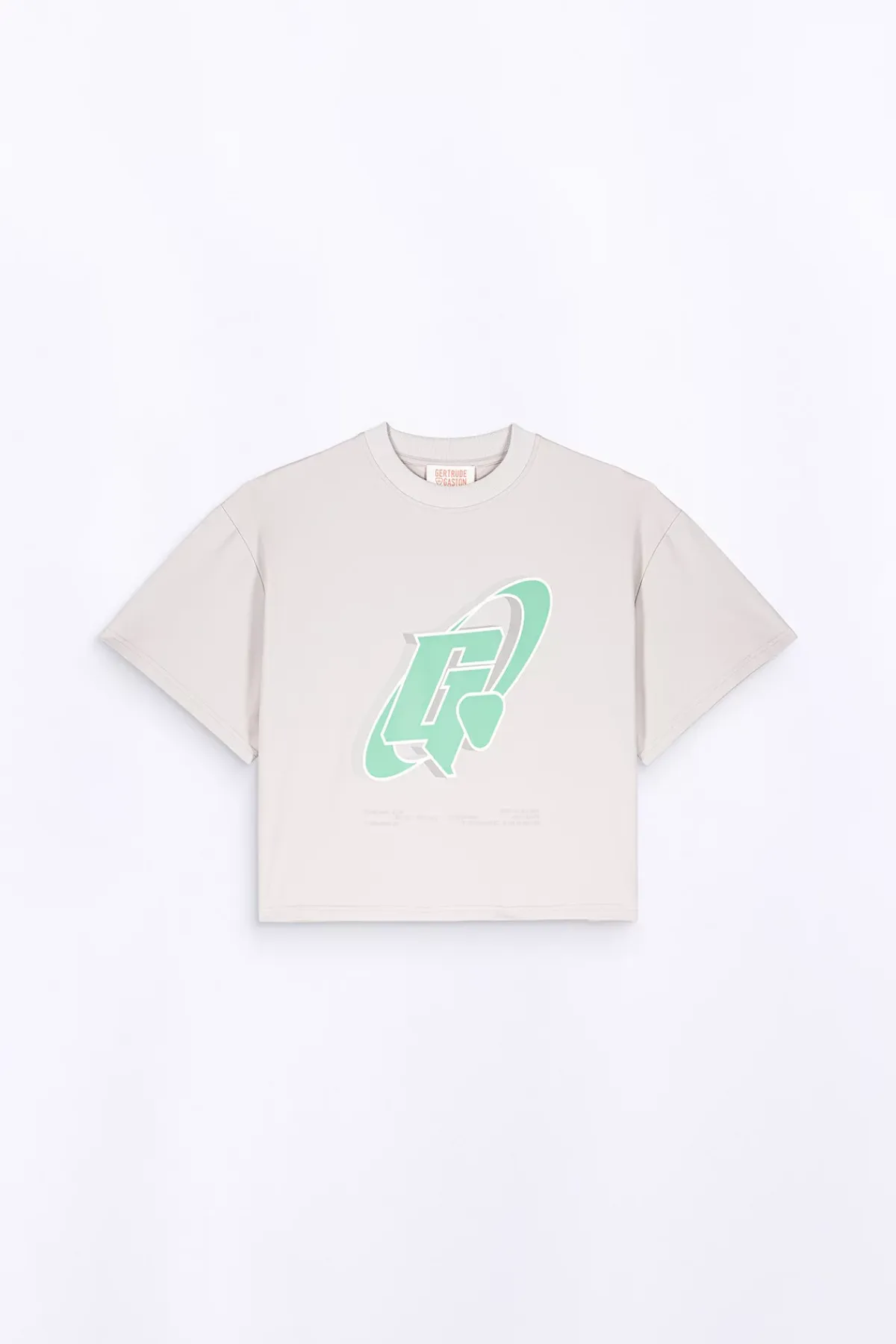 T-Shirts*Gertrude T-Shirt Col Rond Imprime A La Poitrine Suzon Ciment