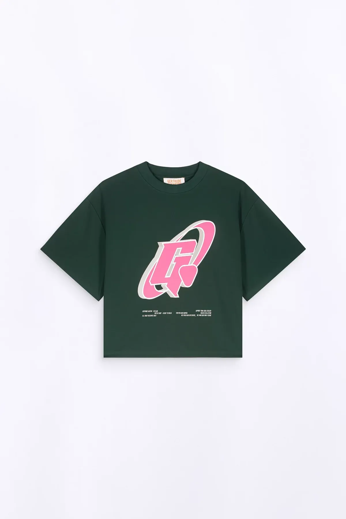 T-Shirts*Gertrude T-Shirt Col Rond Imprime A La Poitrine Suzon Dark Green