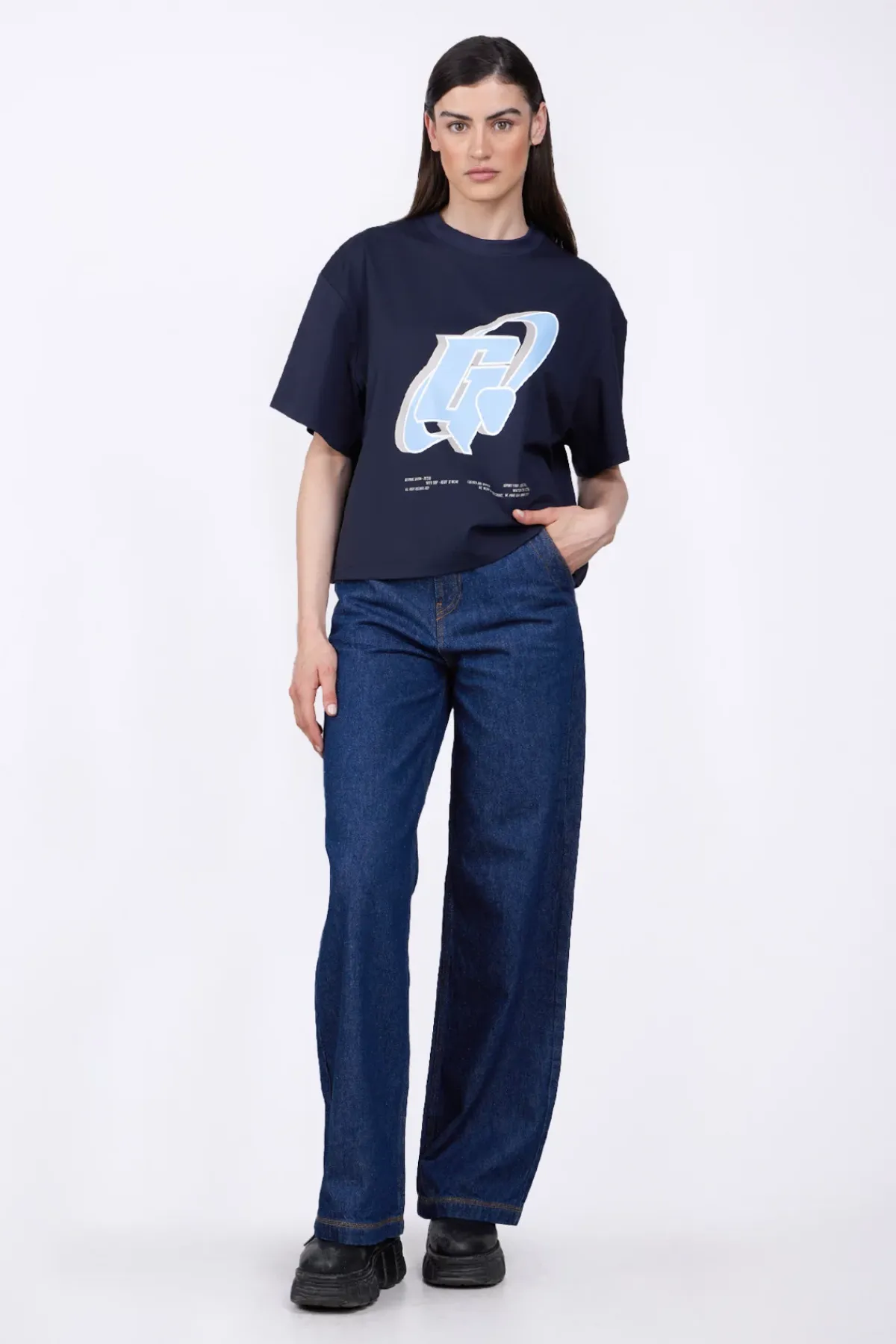 T-Shirts*Gertrude T-Shirt Col Rond Imprime A La Poitrine Suzon Night