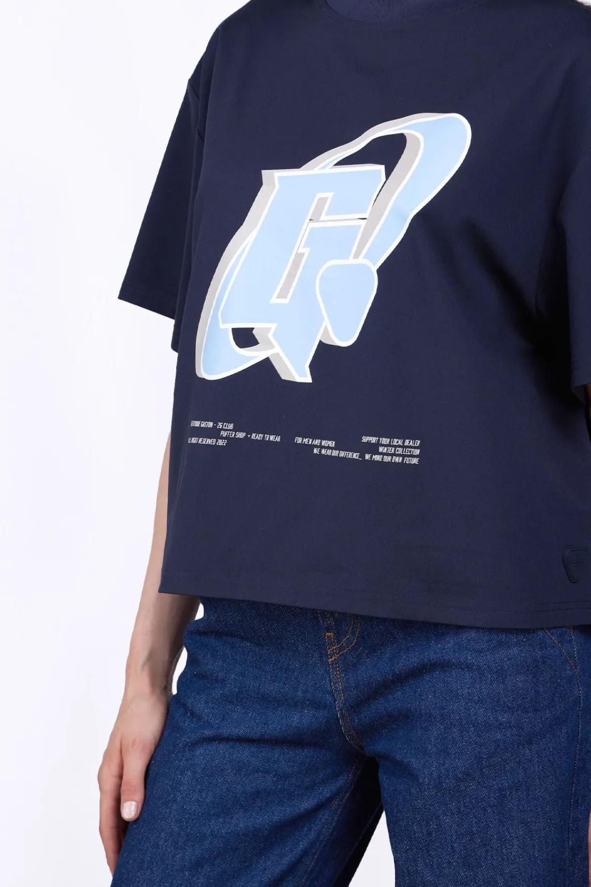 T-Shirts*Gertrude T-Shirt Col Rond Imprime A La Poitrine Suzon Night