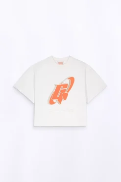 T-Shirts*Gertrude T-Shirt Col Rond Imprime A La Poitrine Suzon Optic White