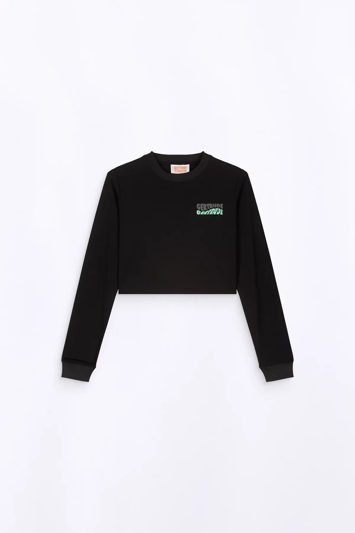 T-Shirts*Gertrude T-Shirt Cropped Col Rond Eden Black