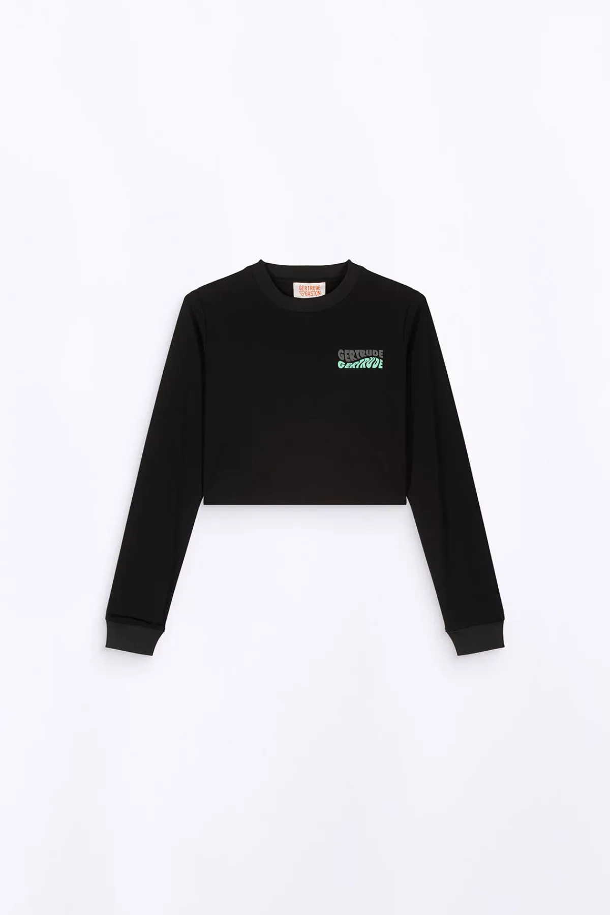 T-Shirts*Gertrude T-Shirt Cropped Col Rond Eden Black