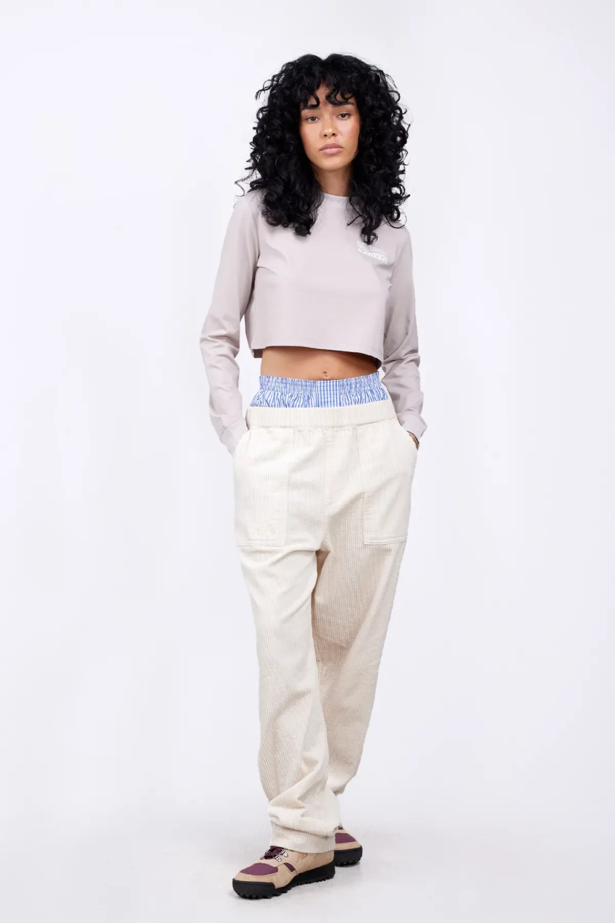 T-Shirts*Gertrude T-Shirt Cropped Col Rond Eden Ciment