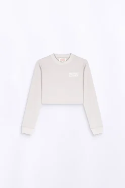 T-Shirts*Gertrude T-Shirt Cropped Col Rond Eden Ciment