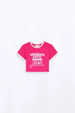 T-Shirts*Gertrude T-Shirt Cropped Imprime Renata Magenta