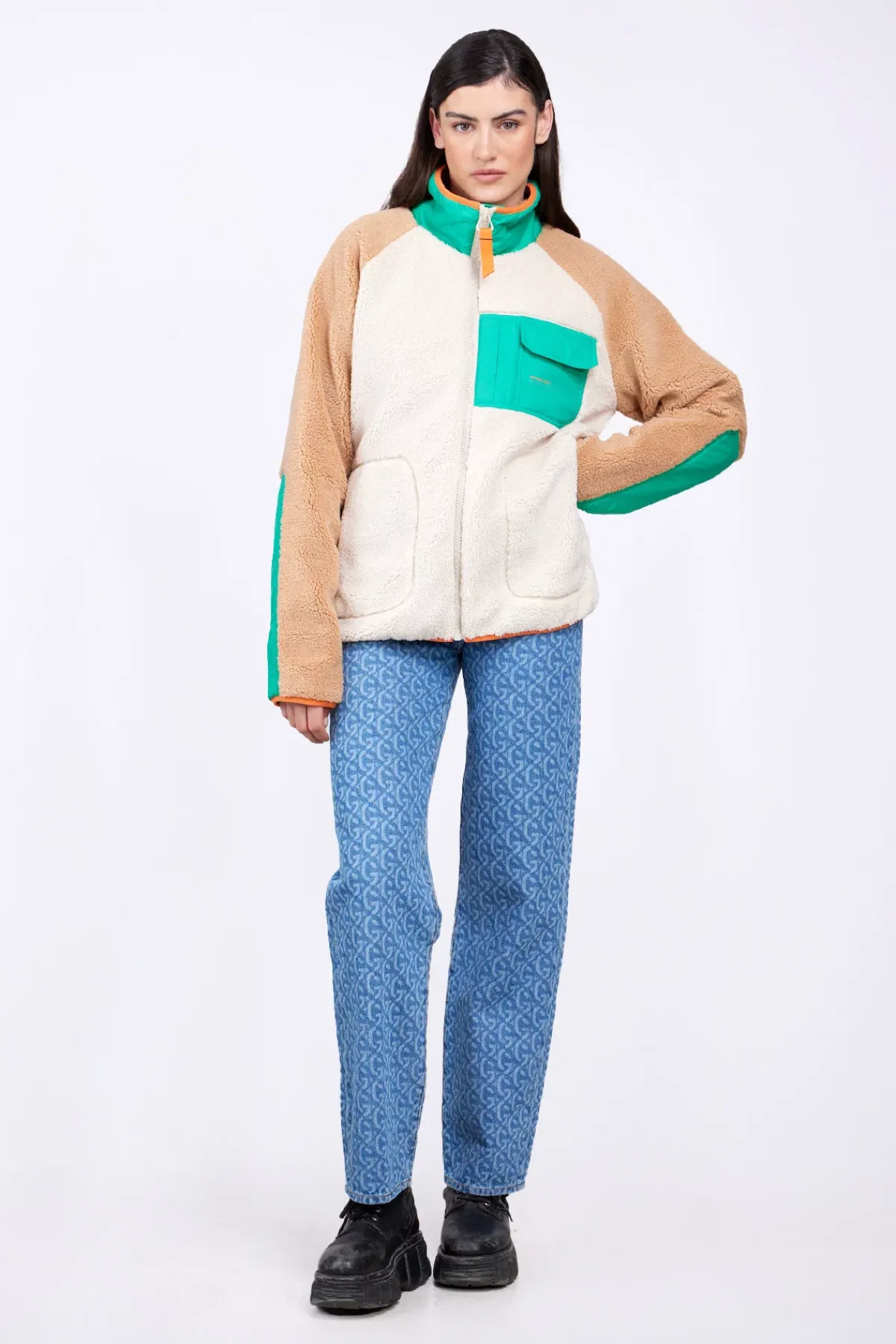 Vestes & Surchemises*Gertrude Veste En Sherpa Et Empiecements Nylon Raphy