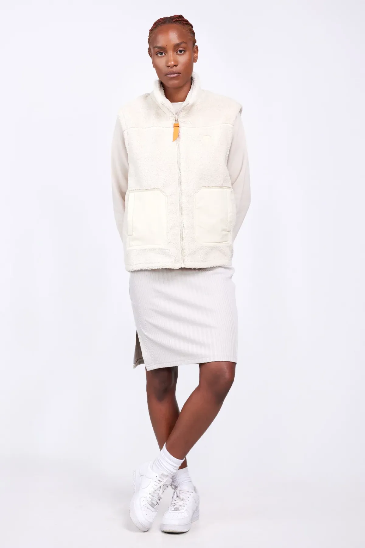 Vestes & Surchemises*Gertrude Veste Sans Manches Bi-Matiere Bakary Light Ecru