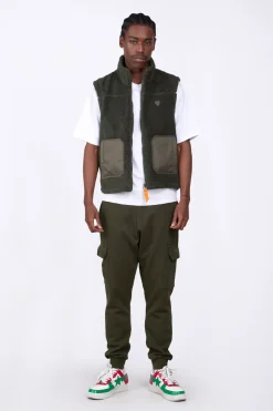 Vestes & Surchemises*Gertrude Veste Sans Manches Bi-Matiere Bakary Light Kaki