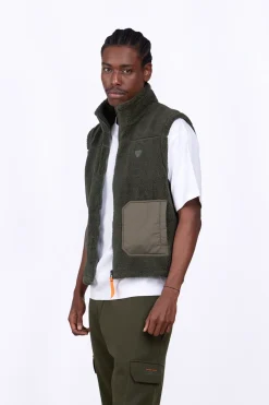 Vestes & Surchemises*Gertrude Veste Sans Manches Bi-Matiere Bakary Light Kaki